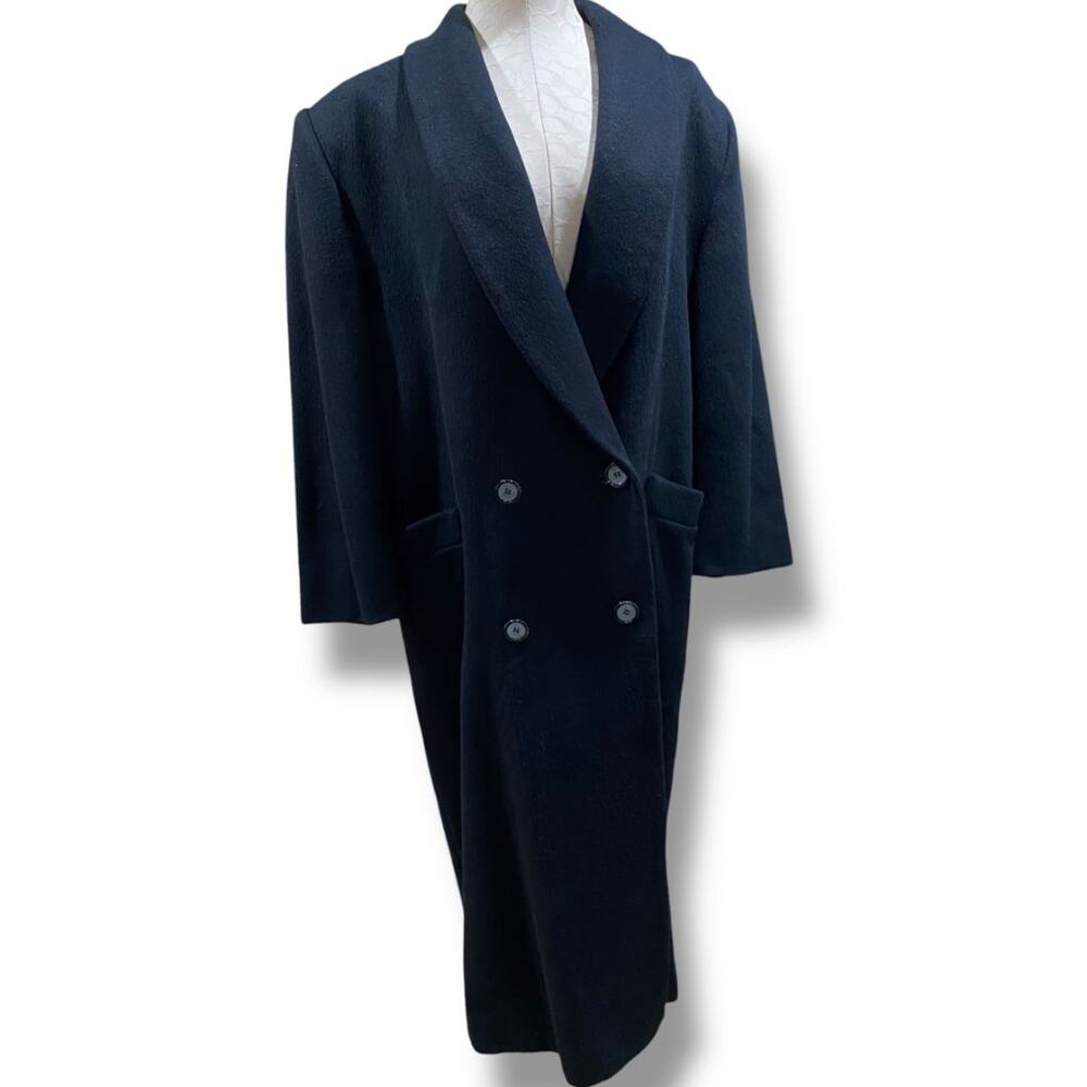 Size 14 Marvin Richards Womens Black Coat Double Breasted USA 1980s